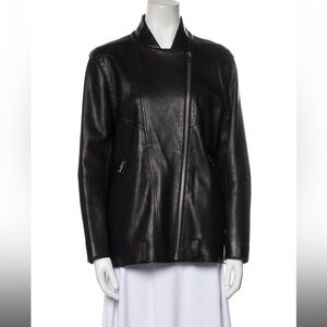 IRO Black Leather Bomber Jacket EUC